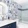 Cartoon Old Blue Greek House Wallpaper Mural