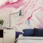 Papier peint panoramique rose bleu style marbre