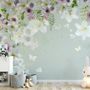 Papier peint panoramique violet gris fleurs de coquelicot