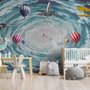 Hot Air Balloon and Airplanes on The Sky Wallpaper Mural