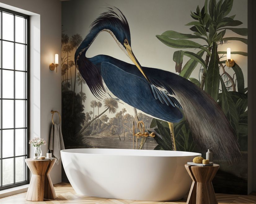 Tropical Landscape Blue Heron Wallpaper Mural