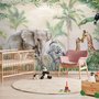 Animaux safari avec oursons papier peint panoramique