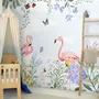 Flamingo with Colorful Floral Wallpaper Mural