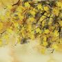 Watercolor Yellow Tree Landscape Wallpaper Mural