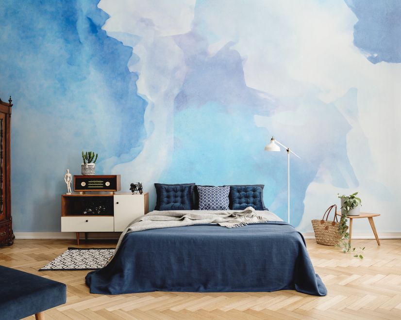 Watercolor Blue Brush Wallpaper Mural