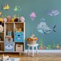 Kids Nursery Undersea Wall Decals Cute Whale with Sea Animals Wall Sticker