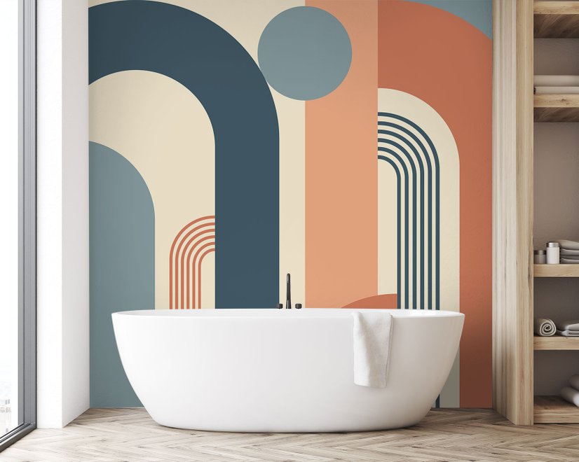 Geometric Arch with Shapes Wallpaper Mural