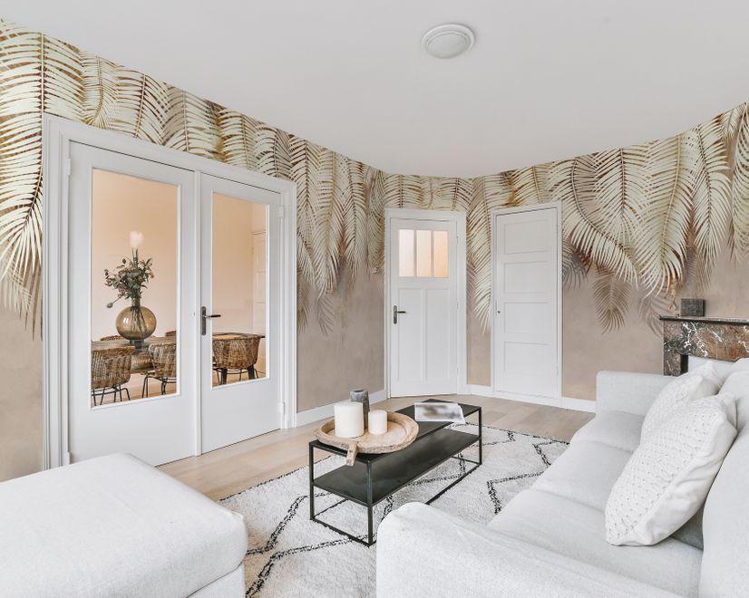 Neutral Tropical Palm Leaf Wallpaper Mural