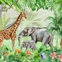 Kinder Safari Aquarell Tropischer Wald Dschungeltiere Fototapeten