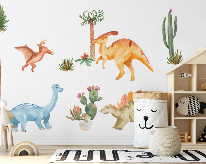 Watercolor Dinosaurs Wall Decal Sticker
