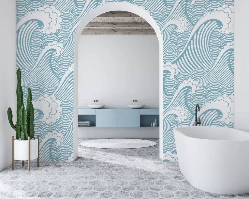 Kids Ocean Wave Pattern Wallpaper Mural