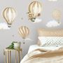 Kids Watercolor Brown Hot Air Balloon Wall Decal Sticker