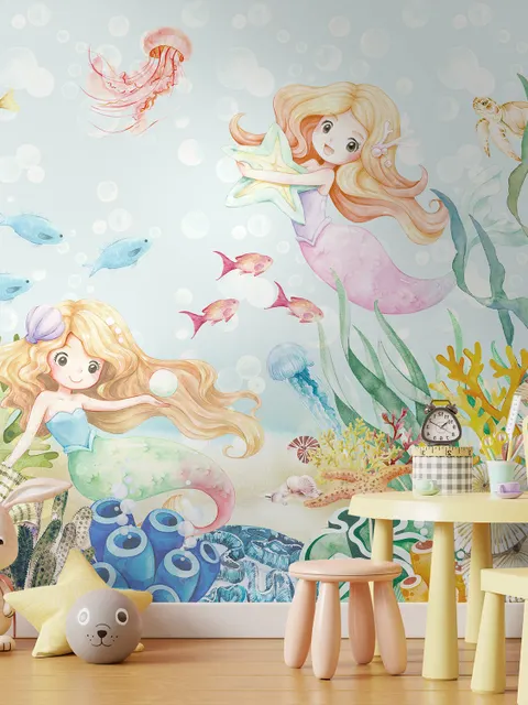 Kids The Little Mermaid in the Underwater Wallpaper Mural