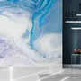 Papier peint panoramique abstrait à motifs de vagues turquoise