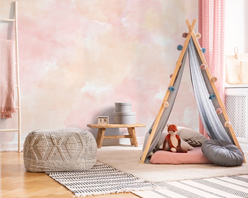 Soft Peach Colors Watercolor Paint  Art Wallpaper Mural