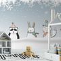 Cartoon Fox and Panda Winter Animals Wallpaper Mural