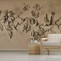 Papier peint panoramique floral effet ciment relief 3D