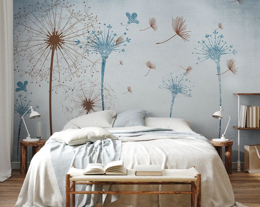 Vintage Dandelion Floral Wallpaper Mural