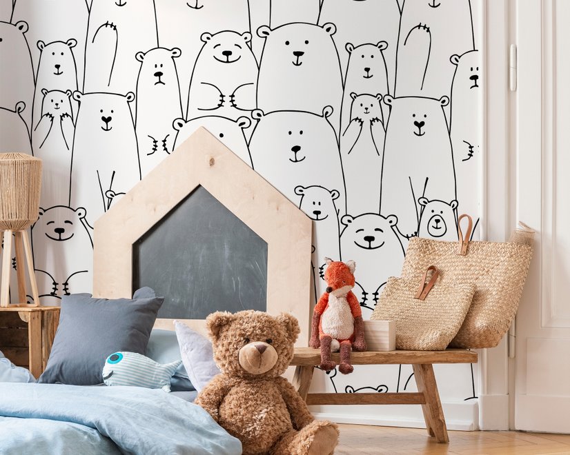 Papier peint dessin ours mignon pour enfants