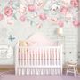 Pink Victorian Vine Flower Wallpaper Mural
