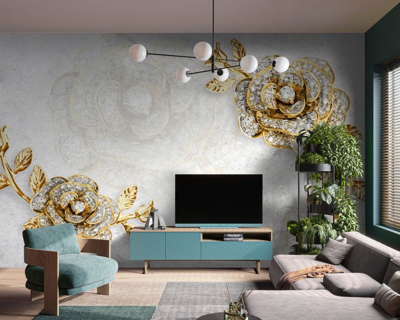 Ornament Rose Floral Wallpaper Mural