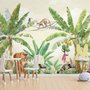 Watercolor Safari Animals in the Rainforest Wallpaper Mural for Kids