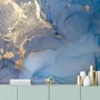 Blue Gold Look Marble with Splash Wallpaper Mural