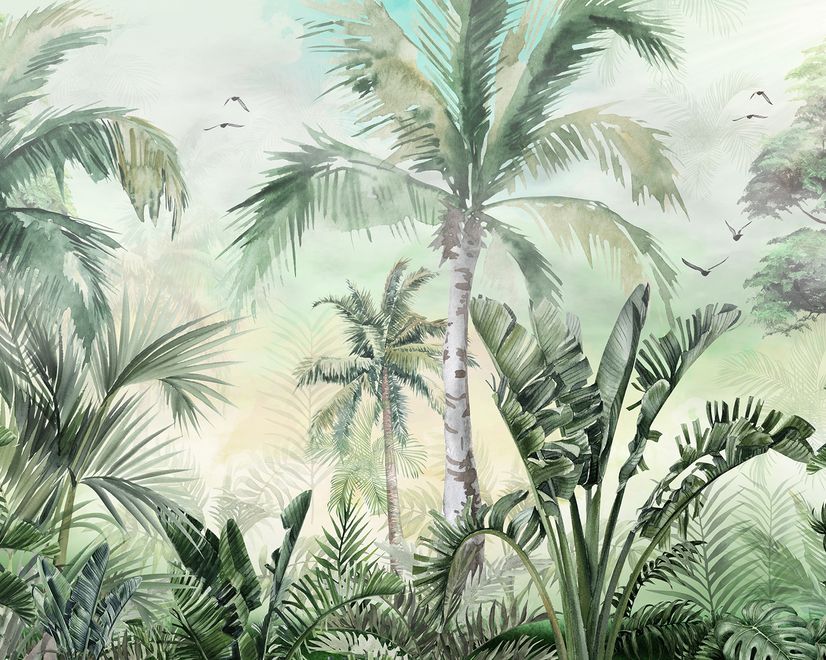 Exotic Palm Tree Landscape Wallpaper Mural
