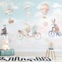 Papier peint pour enfants animaux heureux dans le ciel