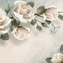 Beautiful White Roses and Butterflies Wallpaper Mural