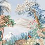 Art Painting Colorful Landscape with Heron Birds Papier peint panoramique