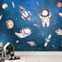 Kids Watercolor Space with Planets Wallpaper Mural