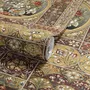 Antique style wallpaper mural with tulip vase medallion, floral tile panels and burgundy borders