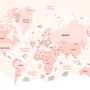 Kids Girls Cartoon Pink World Map Wallpaper Mural