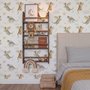 Kids wallpaper with sage, caramel and blue-gray watercolor dragons, clouds, sun and stars on white
