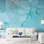 Light Blue Marble with Gold Look Splash Wallpaper Mural