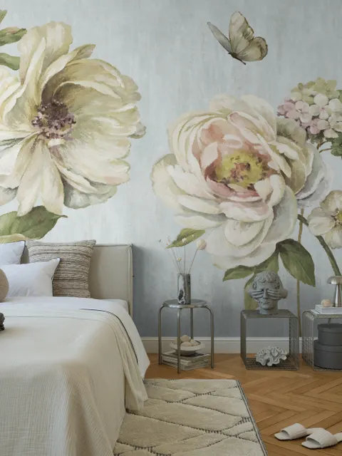 Vintage Peony Floral Wallpaper Mural
