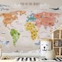 Colorful Kids World Map Wallpaper Mural