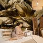 Elegant Golden Dead Leaf Wallpaper Mural