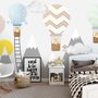 Kinder Graue Berge und Bunte Heißluftballon-Fototapete