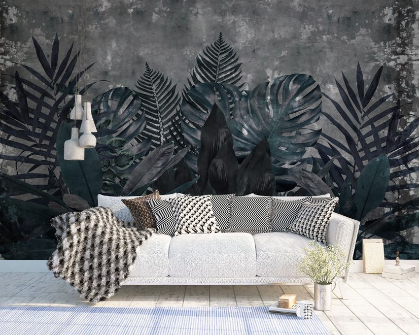 Dark Green Leafy Scenery Wallpaper Mural