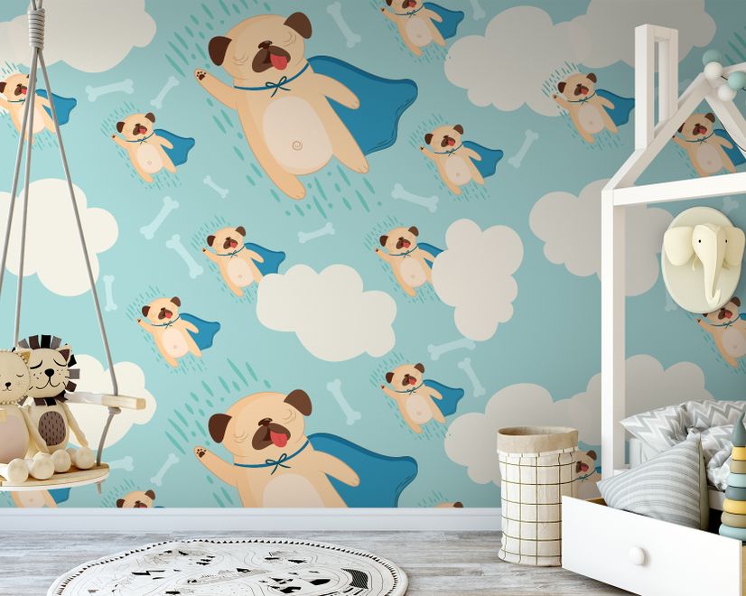 Cartoon Pet Dog Pattern Wallpaper Mural
