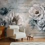 Leichte Blumen Fototapete mit Musiknoten