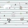 Cute Animals on the Colorful Stripe Wallpaper Mural