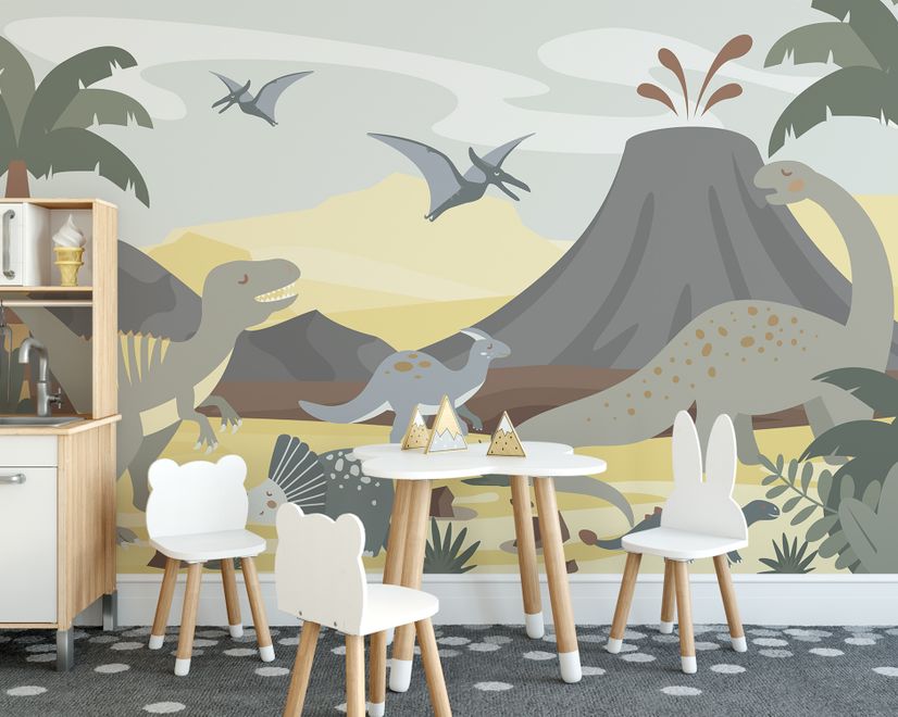 Papier peint dinosaures doux pour enfants