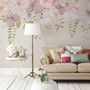 Papier peint panoramique floral hortensia rose