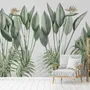 Vintage Palm Leaf and Colorful Birds Wallpaper Mural