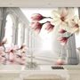 Magnolia Blossom with Column Wallpaper Mural