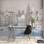 London Charcoal Drawing City Wallpaper Mural