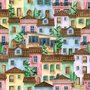 Kinder Aquarell Mittelalterliches Haus mit Pflanzen Fototapete